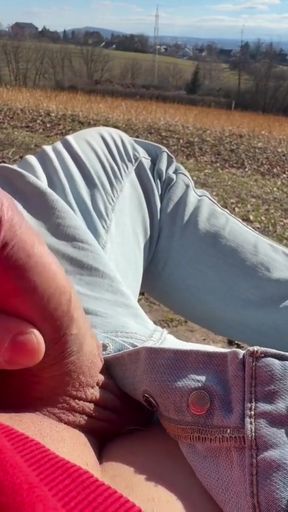 Jacking hard beautiful dick with view and cumming in the sun   Clip 1
