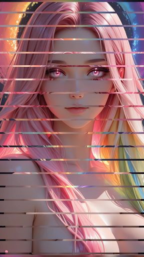 Rainbow Cosmic Beauty with Glowing Pink Eyes Fantasy Portrait Ai Art Slideshow
