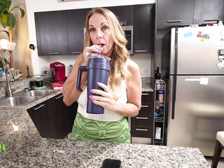 Stepmom takes that hard penis in her throat...Junior can’t hold back anymore!