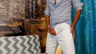 Good Looking Guy Pose and Jerk His Big Dick With Clothes On