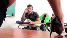 Teacher Cece Stone's Explosive Squirt performance on Student in XXX Sex Ed Class