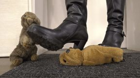 Cuddly toys used as a doormat and crushed (small version)