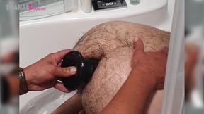 ANAL DESTRUCTION IN THE BATH WITH BIG DILDO AND INFLATABLE PLUG