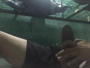 young latin stepdad home alone- using oil