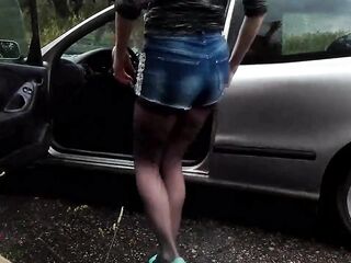 Revving My Car in Hawt Red Ballet Flats