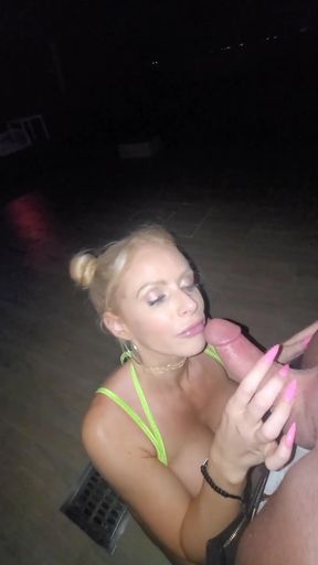 Blonde Raver Slut Takes You to Rooftop to Suck and Fuck You