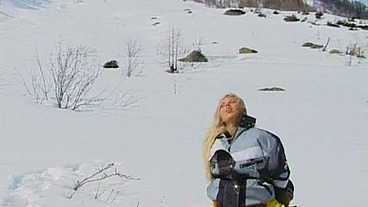 Sharon Bright Is on a Snowy Mountain Giving a Ski Instructor a Blowjob