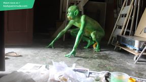 Gay Teen Bodypaint / 19 Years Old Boy Turned into Miserable Green #1