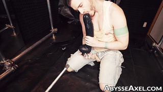 Lustful Axel [censored] bent over to fully destroy his gaping hole with his brand new fuck machine