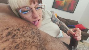 split tongue goth pawg pennie layne loved licking his nipples while jerking him off!!