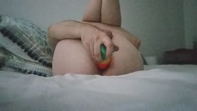 Sissy slut fucks her tight hole