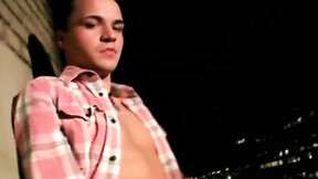 Horny James Kent hops out the window & strokes his meat until he shoots a mass