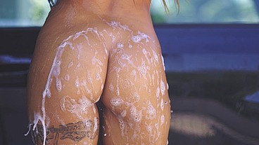HORNY CAR CLEANER - High quality solo, cleaning the car and playing with the hose - Susy Gala