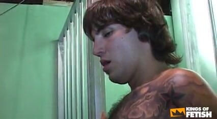 Tattooed prisoner and a police guy pump their asses in many positions