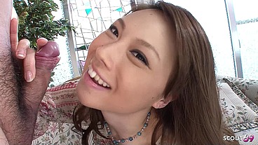 Japanese Teen taste first Time Sperm while uncensored Cum in Mouth Blowjob Casting with Vibrator Clit Play Orgasm