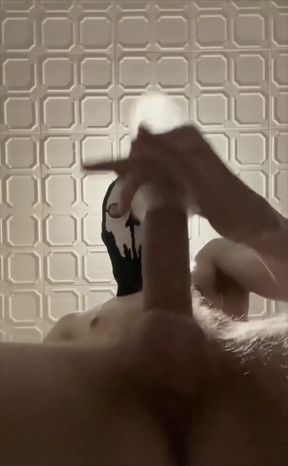 7 Inch (18cm) Hot Cock Owned by a Masked Slim Twink. Flashlight Intense Masturbation, Moaning. Full Video