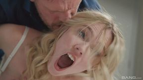 Charming blonde encourages him to fuck her even harder on all fours