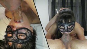 Young amateur slut gags on biggest dick in deepthroat 69