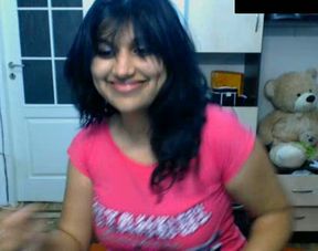 Chubby amateur Indian black head webcam flashes her sexy boobies