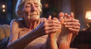 Beautiful Big Wrinkled Feet Oiled up - Oil Dripping From Toes Sensual Massage
