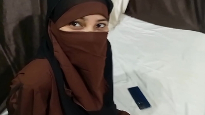 Hot horny Muslim sister got fucked by her step brother after lifting her hijab in bed
