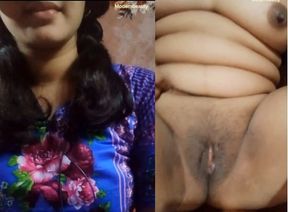 Beautiful Horny Girl with Blue Dress - Stunning Bhabi Fingering Her Tight Pussy - Bangla Talking