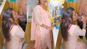 Mother-in-law gives offer for Fuck hard to Son-in-law in kitchen with Dirty hindi talk and he Cum in her sexy pussy.