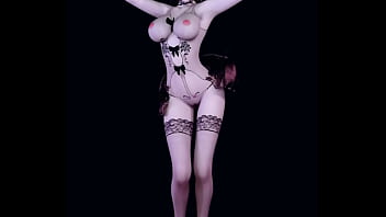 Animated 3D busty Asian stripper takes hard fuck