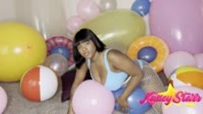 Ebony Looner Sensual Balloon Inflation