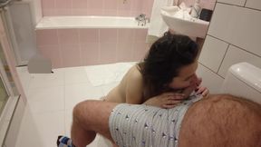 Mercedez Tais’ 18-min Bathroom BJ: I Suck & Swallow My Chubby Step-dad’s Small Cock Twice!