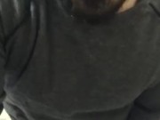 Hot hairy turkish guy cums and pee in workplace toilet almost caught
