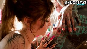 Dark Lesbians Ride Each Other With Studded Dildos