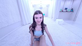 Super Cute Teen Brunette With Pink Ankle Socks