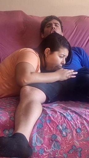 My Stepbrother Takes Out His Cock While We Watch TV
