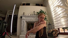 Romantic evening in sexy nylon with my latex dildo