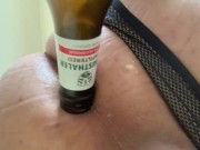 Femboixxx uses banana as lube and tests beer bottle and crusher masher as dildos, and approves both
