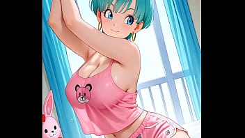 Bulma juega con su peluche en la cama