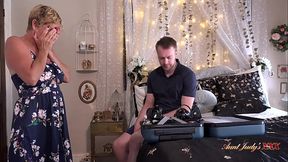 Stepson gets farewell fuck from hot British stepmom Molly