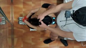 milf nylon fetish, wearing heels, pantyhose and a nylon hood, i m bound on my knees, throated and creampied