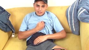 Young latino playing with his ass and jerking for a cumshot