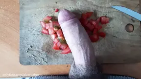 Horny Russian guy with a big dick cooks breakfast naked