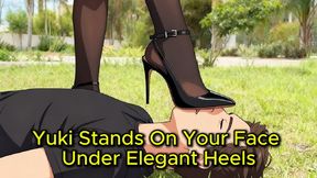 Elegant Heel Worship - Yuki Flattens Your Face in High Heel Leather Boots
