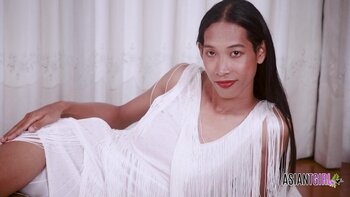 White Fantasy Fulfilled: Cute Thai TGirl's Big Cock Solo