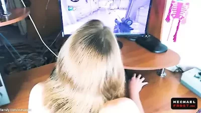 Teen Gamer's Hardcore Rear Entry and Steamy Creampie During Match