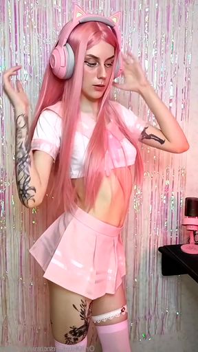 Slim amateur young adult anime GF waits in anticipation for some