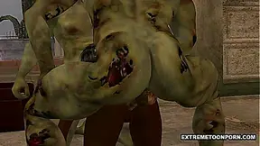 Ebony Goddess Pleasured by Two Massive Undead Lovers Under Moonlight – Steamy 3D Encounter