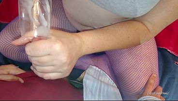 Up close cum and piss play