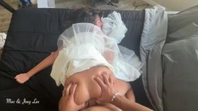 Anal Anniversary Creampie on Wedding Dress - MILF Wife Gets Cum Covered