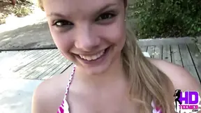 Little Taylor wearing bikini Masturbate with Vibrator