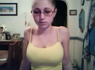 Torrid and cute nerdy girlie jams and brags of her big boobies on webcam